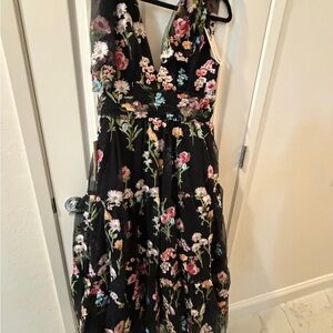 JessaKae Black Maxi Dress with Multicolor Floral Embroidery